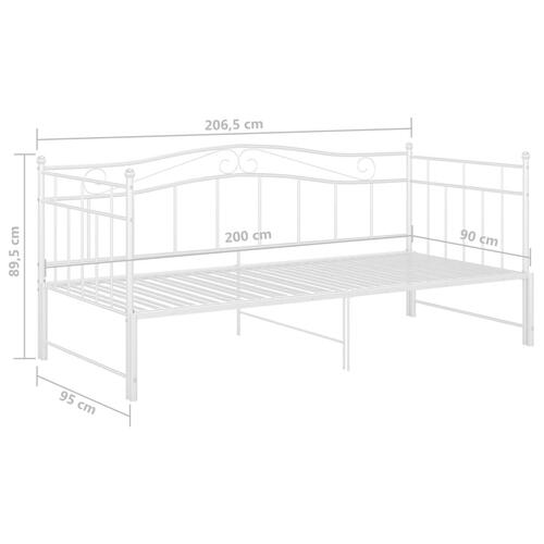 Sengestel til udtræksseng 90x200 cm metal hvid