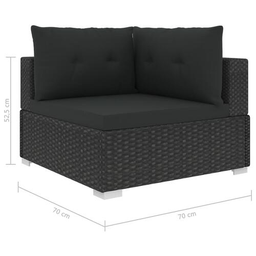 Loungesæt til haven 6 dele med hynder polyrattan sort
