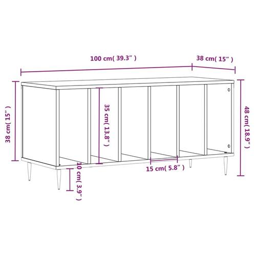 Vinylskab 100x38x48 cm konstrueret træ hvid