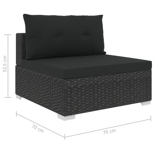Loungesæt til haven 6 dele med hynder polyrattan sort
