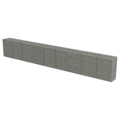 Gabionvæg med dæksler galvaniseret stål 900 x 50 x 100 cm