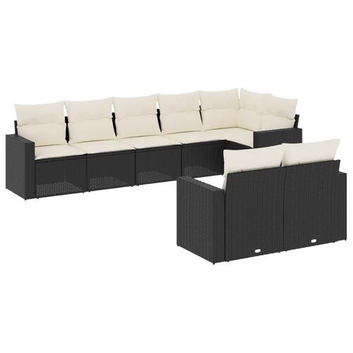 Sofasæt til haven 8 dele med hynder polyrattan sort