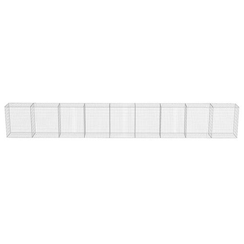 Gabionvæg med dæksler galvaniseret stål 900 x 50 x 100 cm