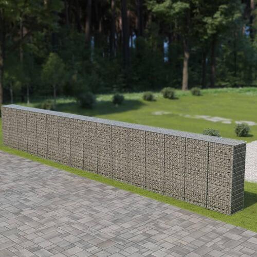 Gabionvæg med dæksler galvaniseret stål 900 x 50 x 150 cm