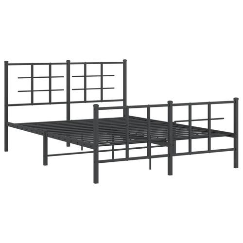 Sengeramme med sengegavl og fodgærde 135x190 cm metal sort