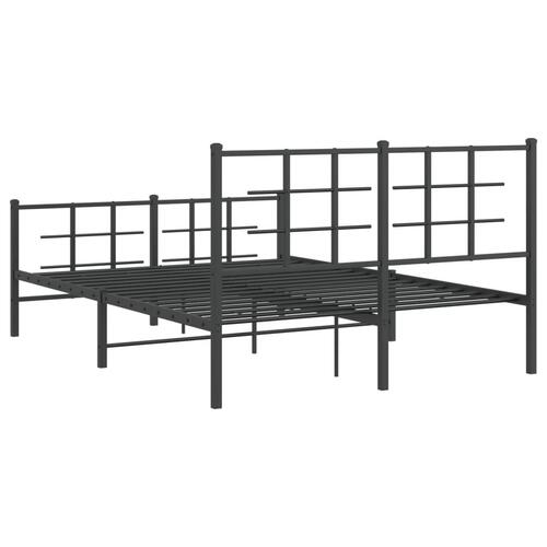 Sengeramme med sengegavl og fodgærde 135x190 cm metal sort