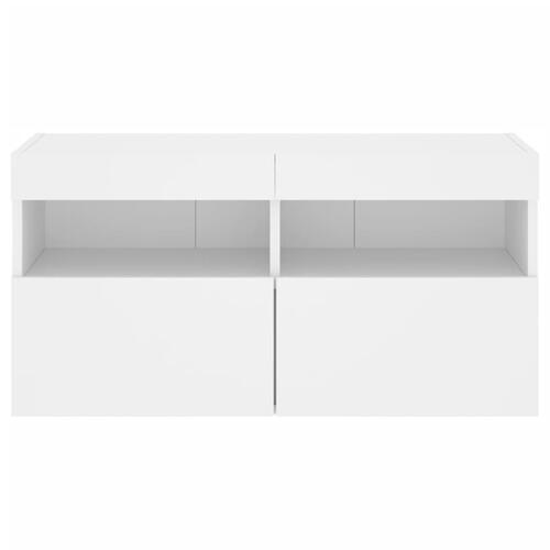 Væghængt tv-bord med LED-lys 80x30x40 cm hvid