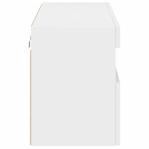 Væghængt tv-bord med LED-lys 80x30x40 cm hvid