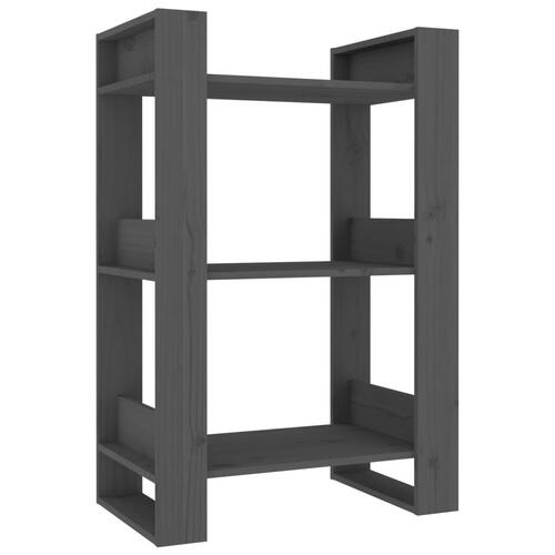 Bogreol/rumdeler 60x35x91 cm massivt fyrretræ grå
