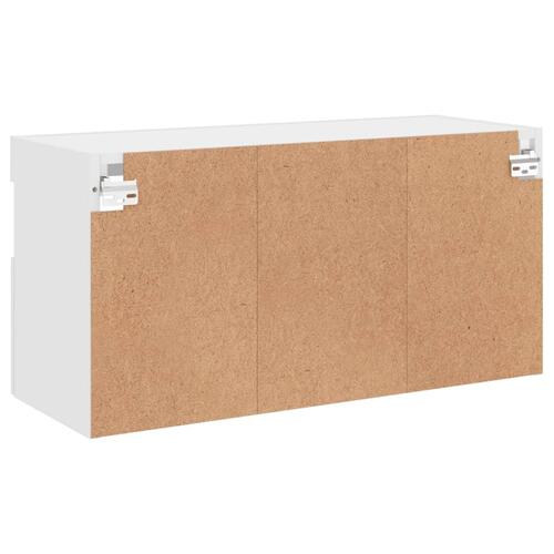 Væghængt tv-bord med LED-lys 80x30x40 cm hvid