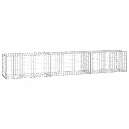 Gabionvæg med dæksler galvaniseret stål 300 x 50 x 50 cm