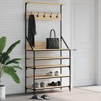 Tøjstativ med skoopbevaring 90x34x184 cm sonoma-eg