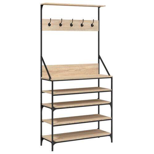 Tøjstativ med skoopbevaring 90x34x184 cm sonoma-eg