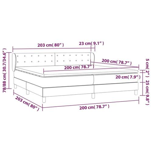 Kontinentalseng med madras 200x200 cm stof sort