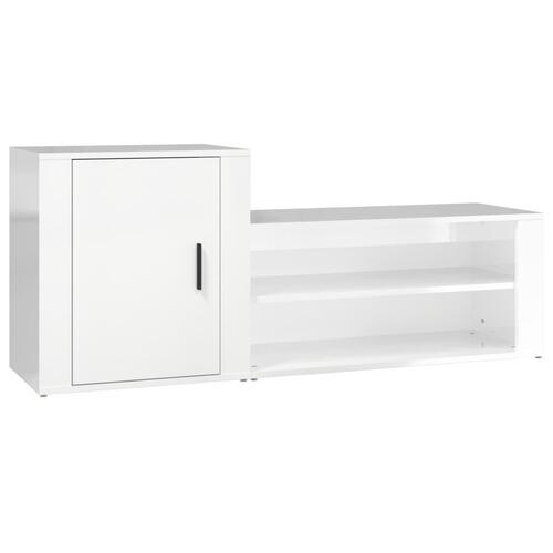 Skoskab 130x35x54 cm konstrueret træ hvid højglans