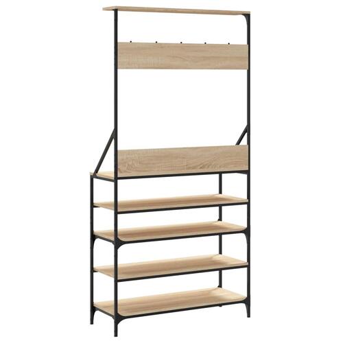 Tøjstativ med skoopbevaring 90x34x184 cm sonoma-eg