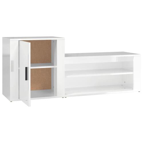 Skoskab 130x35x54 cm konstrueret træ hvid højglans