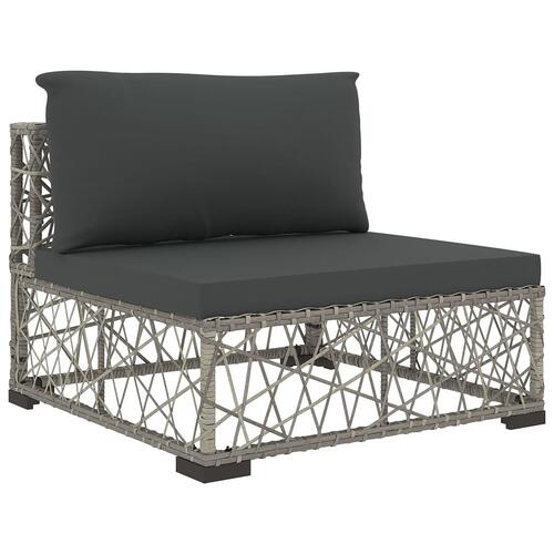 Loungesæt til haven 5 dele med hynder polyrattan grå