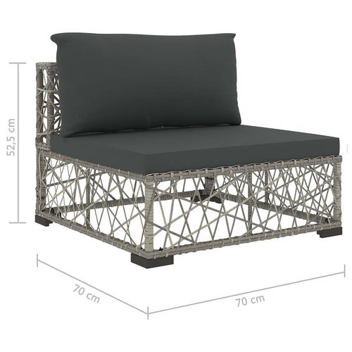 Loungesæt til haven 5 dele med hynder polyrattan grå