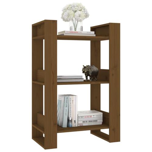 Bogreol/rumdeler 60x35x91 cm massivt fyrretræ gyldenbrun