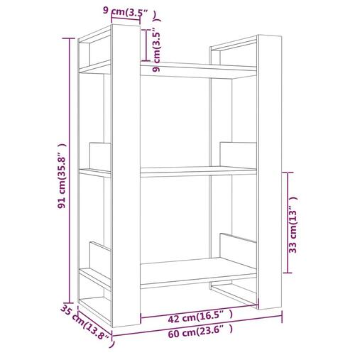 Bogreol/rumdeler 60x35x91 cm massivt fyrretræ gyldenbrun