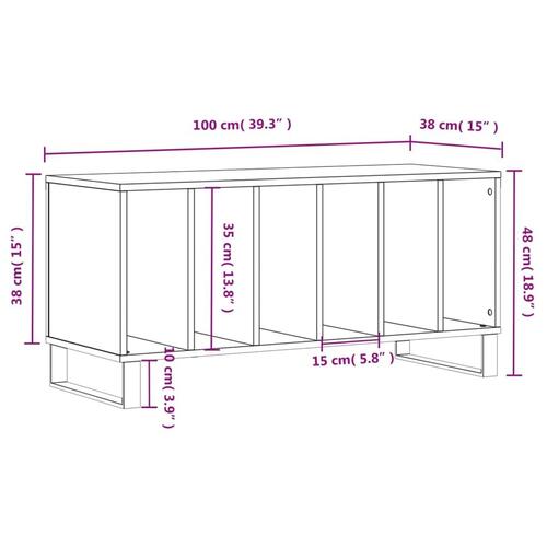 Vinylskab 100x38x48 cm konstrueret træ betongrå