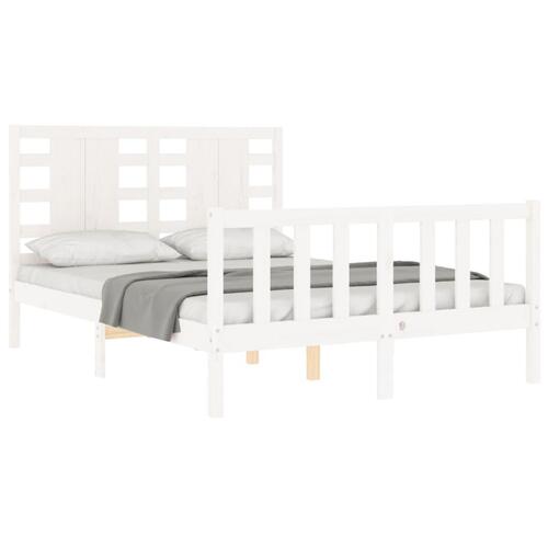 Sengeramme med sengegavl Small Double massivt træ hvid