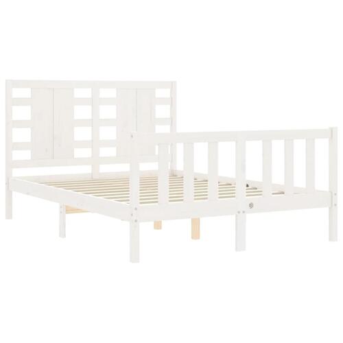 Sengeramme med sengegavl Small Double massivt træ hvid