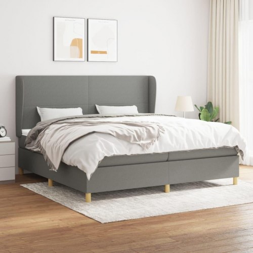 Kontinentalseng med madras 200x200 cm - stof, mørkegrå