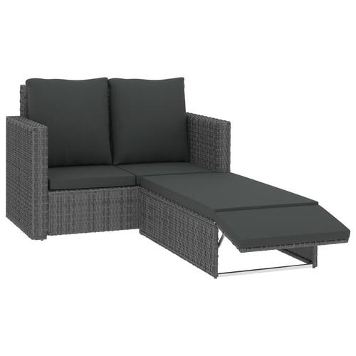 Loungesæt til haven 2 dele med hynder polyrattan grå