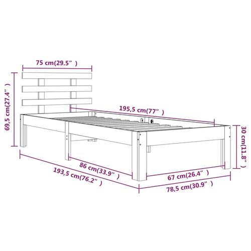Sengeramme 75x190 cm massivt træ