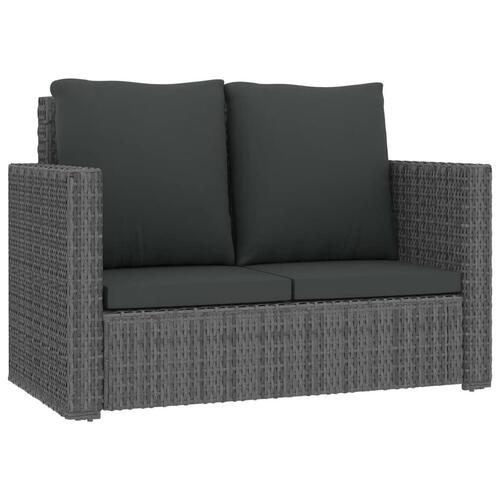 Loungesæt til haven 2 dele med hynder polyrattan grå