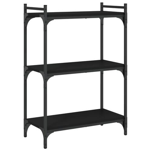 Bogreol med 3 hylder 60x30x86 cm konstrueret træ sort