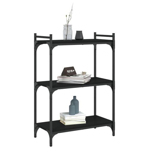 Bogreol med 3 hylder 60x30x86 cm konstrueret træ sort