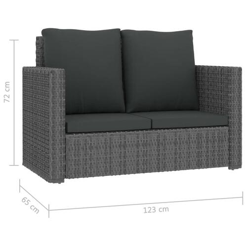 Loungesæt til haven 2 dele med hynder polyrattan grå