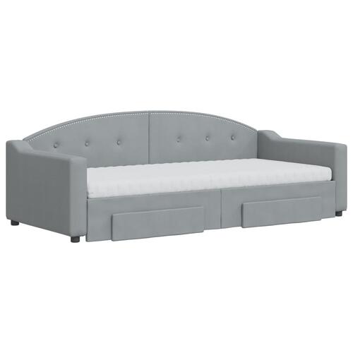 Daybed med udtræk og skuffer 90x200 cm stof lysegrå