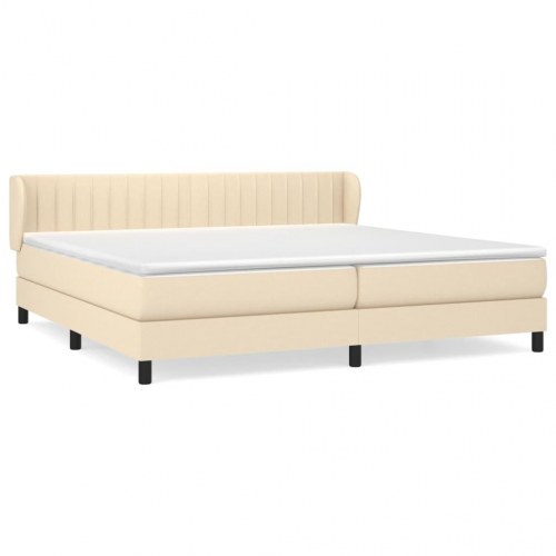 Kontinentalseng med madras 200x200 cm - stof, cremefarvet