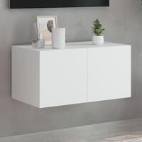 Væghængt tv-bord med LED-lys 60x35x31 cm hvid