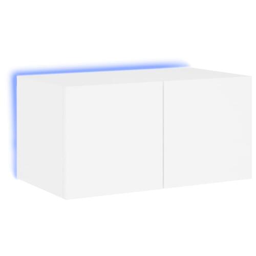 Væghængt tv-bord med LED-lys 60x35x31 cm hvid