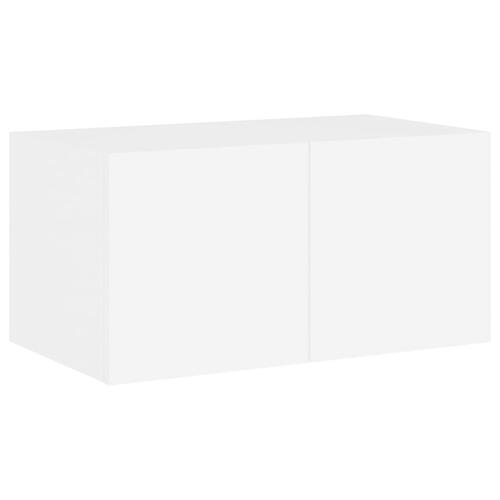 Væghængt tv-bord med LED-lys 60x35x31 cm hvid