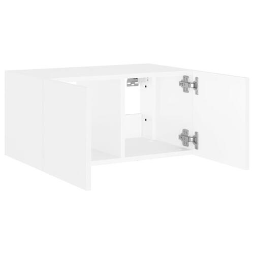 Væghængt tv-bord med LED-lys 60x35x31 cm hvid