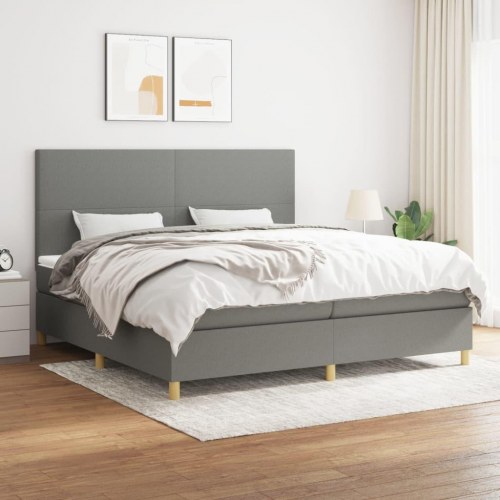 Kontinentalseng med madras 200×200 cm - stof, mørkegrå