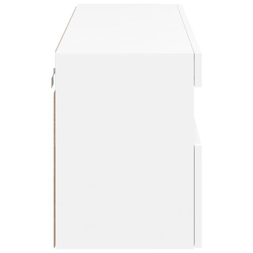 Væghængt tv-bord med LED-lys 100x30x40 cm hvid