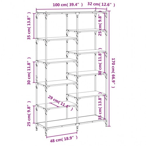 Bogreol 100 x 32 x 170 cm - sonoma-eg