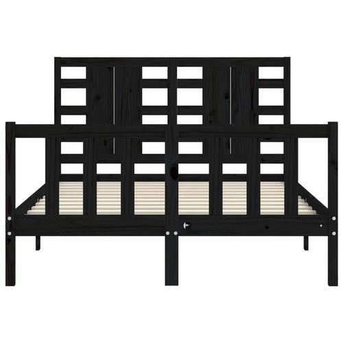 Sengeramme med sengegavl 140x190 cm massivt træ sort