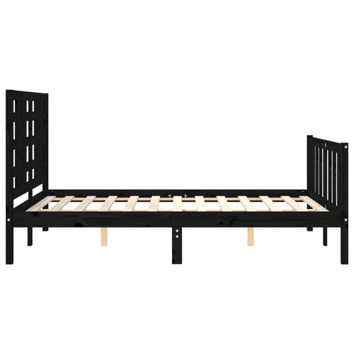 Sengeramme med sengegavl 140x190 cm massivt træ sort