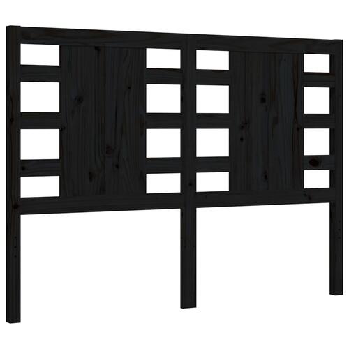 Sengeramme med sengegavl 140x190 cm massivt træ sort