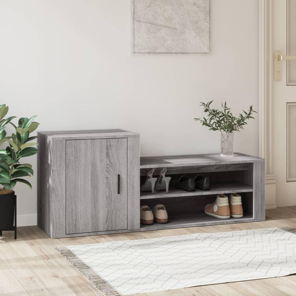 Skoskab 130x35x54 cm konstrueret træ grå sonoma-eg