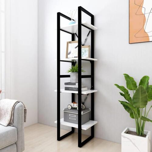 Bogreol med 4 hylder 40x30x140 cm konstrueret træ hvid