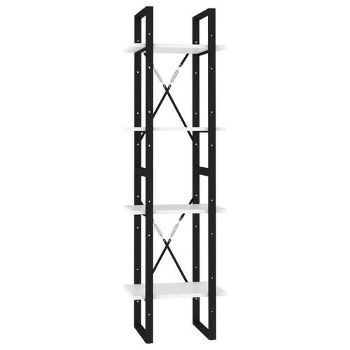 Bogreol med 4 hylder 40x30x140 cm konstrueret træ hvid
